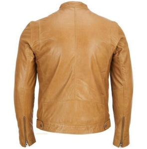 Men Style Tan Color Bomber Leather Jacket, Men Fashion Tan Color Jacket