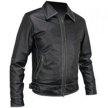 Load image into Gallery viewer, Men Vintage Black  Stitch Leather Jacket, Men&#39;s Leather Jacket

