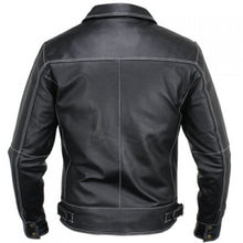 Load image into Gallery viewer, Men Vintage Black Stitch Leather Jacket, Men&#39;s Leather Jacket

