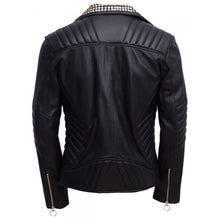 Load image into Gallery viewer, Black Silver Studded Leather Jacket for mens - leathersguru
