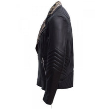 Load image into Gallery viewer, Black Silver Studded Leather Jacket for mens - leathersguru
