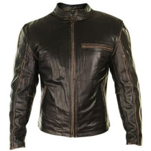 Load image into Gallery viewer, Men&#39;s Dark Brown Color Motorcycle Racing Biker Elegant Leather Jacket
