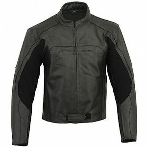 Men's Biker Jacket Vintage Racer Black Leather Motorcycle Casual Slim Fit Zip Up