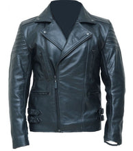 Load image into Gallery viewer, Men,s Black Biker Leather Jacket special Limited edition back
