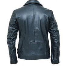 Load image into Gallery viewer, Men,s Black Biker Leather Jacket special Limited edition back
