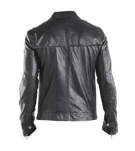 Load image into Gallery viewer, Men&#39;s Black Leather Biker Jacket
