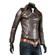 Load image into Gallery viewer, Men&#39;s Fascinating Brown Biker Leather Jacket Slim Fit
