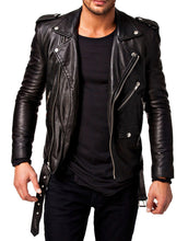 Load image into Gallery viewer, Men&#39;s Genuine Leather Jacket Slim-fit Biker Motorcycle Fashion jacket
