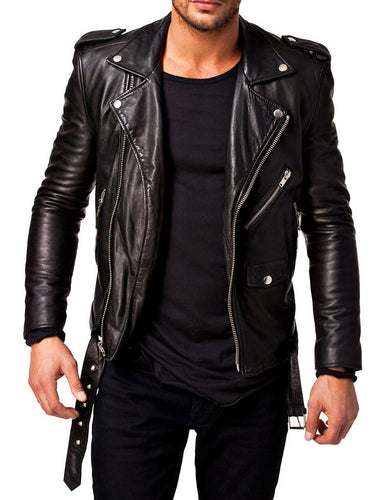 Men's Genuine Leather Jacket Slim-fit Biker Motorcycle Fashion jacket