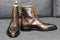 Men's Handmade Ankle High Brown Cap Toe Brogue Leather Lace Up Boot