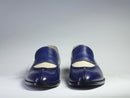 Men's Handmade Blue White Split Toe Loafers Leather Shoes
