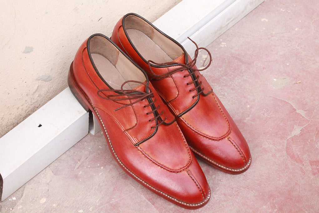 Men's Handmade Burgundy Color Leather formal shoes, Men's Split Toe Lace Up Shoes