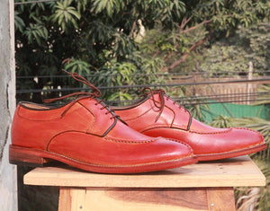 Men's Handmade Burgundy Color Leather formal shoes, Men's Split Toe Lace Up Shoes