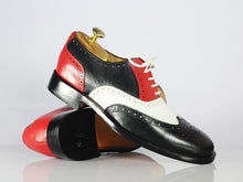 Load image into Gallery viewer, Men&#39;s Handmade Multi Color Wing Tip Brogue Shoes, Men Leather Lace Up Shoes
