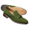 Men's Handmade Olive Green Suede Tussles Loafers Shoes