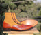 Men's Handmade Tan Brown Ankle Boots, Button Top Cap Toe Designer Boots for Men