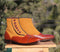 Men's Handmade Tan Brown Ankle Boots, Button Top Cap Toe Designer Boots for Men