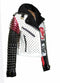 Men's Handmade Victor Luna White Black Studded Rock Punk Genuine Leather Jacket