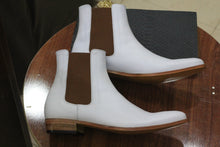 Load image into Gallery viewer, Men&#39;s Handmade White Pure Genuine Leather Chelsea Boots
