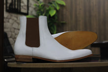 Load image into Gallery viewer, Men&#39;s Handmade White Pure Genuine Leather Chelsea Boots

