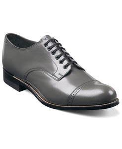 Men's Oxford Rounded Cap Toe Genuine Leather Grey Sole Lace Up Shoes New