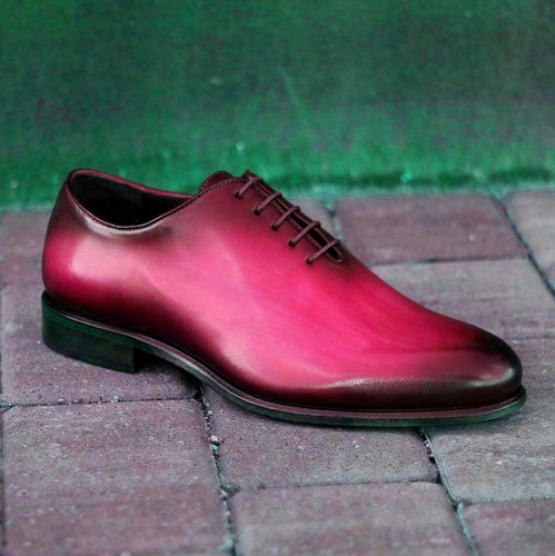 Men's Pink Whole Cut Leather Shoes