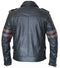 Men’s Six Pocket Black Biker Leather Jacket