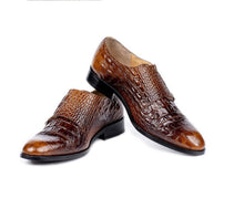 Load image into Gallery viewer, Men&#39;s Two Tone New Style Pure Alligator Texture Handmade Double Buckle Shoes
