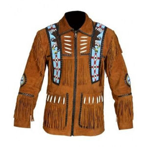 Men's Brown Cowboy Genuine Suede Jacket, Cowboy Suede Jacket With Fringes - leathersguru