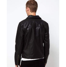 Load image into Gallery viewer, Men&#39;s Biker Leather Jacket, Handmade Black Leather Stylish Jacket - leathersguru
