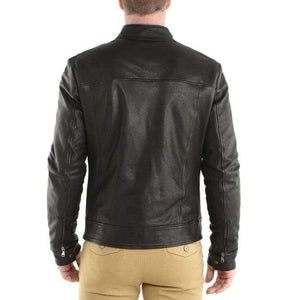Handmade Men's Biker Leather Jacket, Black Leather Zipper Jacket Men's - leathersguru