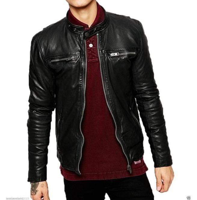 Men's Biker Leather Jacket, Handmade Men Fashion Black Leather Jacket - leathersguru