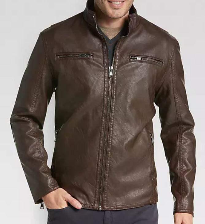 Men's Dark Brown Modern Fit Moto Leather Jacket, Designer Biker Fashion Genuine Leather Jacket - leathersguru