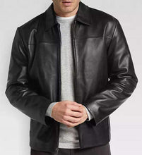 Load image into Gallery viewer, Men&#39;s Black Modern Fit Moto Leather Jacket, Designer Biker Fashion Genuine Leather Jacket - leathersguru
