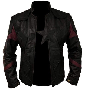 Men's Captain America Avengers Infinity War Chris Evans Black Leather Jacket - leathersguru