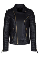 Load image into Gallery viewer, Fashion Real Leather lambskin Leather Biker Style Motorcycle Black Jacket - leathersguru
