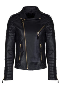 Fashion Real Leather lambskin Leather Biker Style Motorcycle Black Jacket - leathersguru