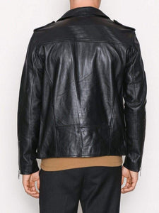 Genuine Lambskin Black Leather Jacket Motorcycle Slim Fit Biker Jacket - leathersguru