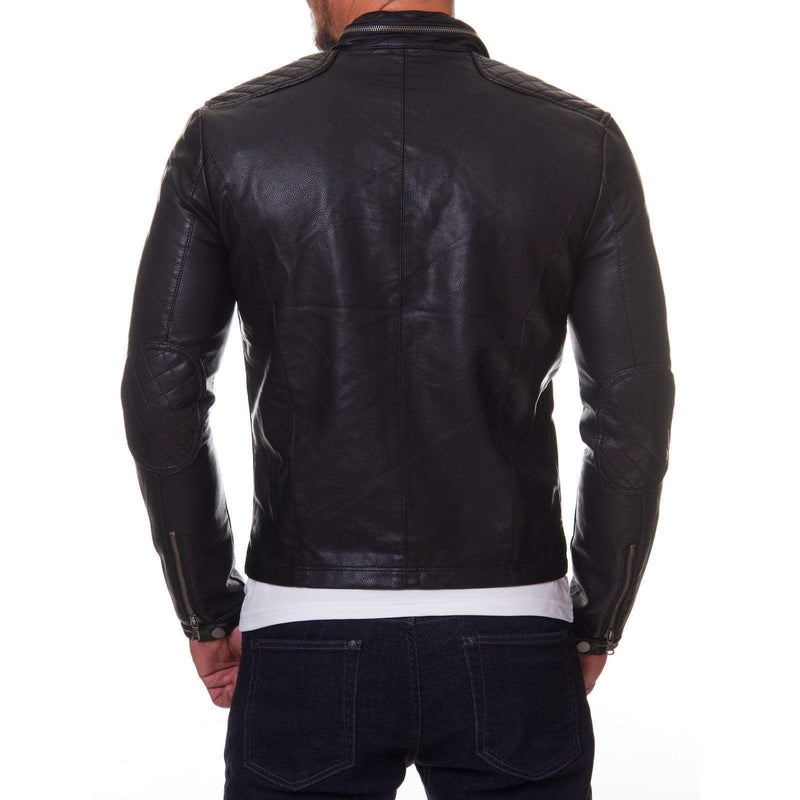 Mens Genuine Lambskin Leather Quilted Motorcycle Jacket Slim fit Biker Jacket - leathersguru