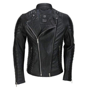 Men's Genuine Real Lambskin Black Leather Biker Jacket, New Motorcycle Jacket - leathersguru