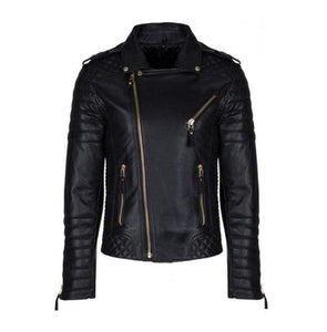 Men's Genuine Real Lambskin Black Leather Biker Jacket, New Motorcycle Jacket - leathersguru