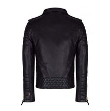 Load image into Gallery viewer, Men&#39;s Genuine Real Lambskin Black Leather Biker Jacket, New Motorcycle Jacket - leathersguru
