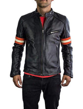 Load image into Gallery viewer, Men&#39;s Gulf Leather Jacket Retro Vintage Cafe Racer Black Leather Jacket - leathersguru
