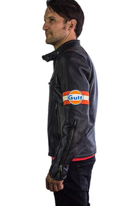 Men's Gulf Leather Jacket Retro Vintage Cafe Racer Black Leather Jacket - leathersguru