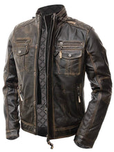 Load image into Gallery viewer, Men&#39;s Leather Jacket in Brown, Ruboff Genuine biker leather jacket  men&#39;s - leathersguru
