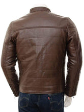 Load image into Gallery viewer, Mens Quilted Leather Jacket in Brown , Dress Fashion Genuine leather jacket - leathersguru
