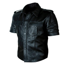 Load image into Gallery viewer, Men&#39;s Police Uniform Leather Shirt - leathersguru
