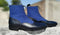 Handmade Men's Ankle High Leather Suede Blue & Black Boot - leathersguru