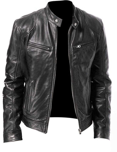 Men's Vintage Cafe Racer Black Retro Motorcycle Real Biker Leather Jacket - leathersguru