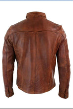 Load image into Gallery viewer, Mens Vintage Distressed Brown Leather Shirt Jacket, Genuine Biker Jacket - leathersguru
